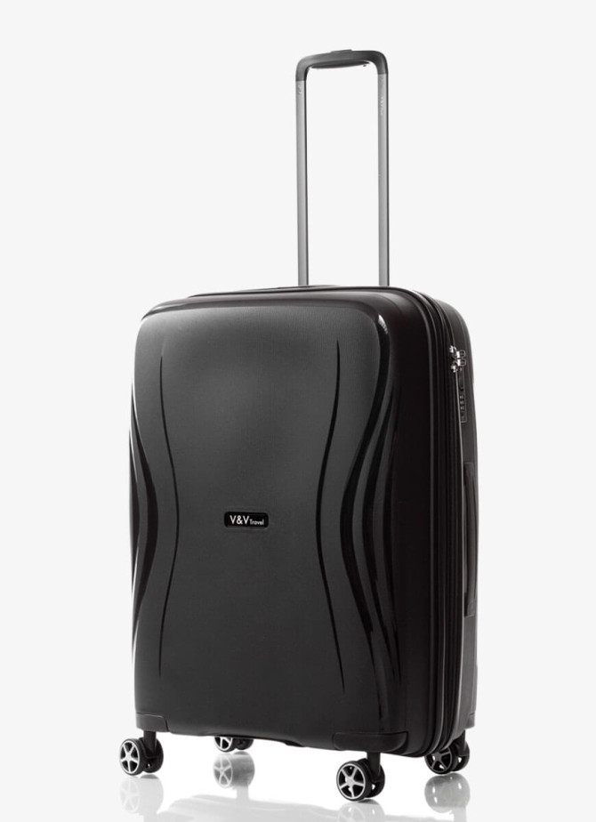 Suitcase V&V Travel Flash Light 8019 65cm Black
