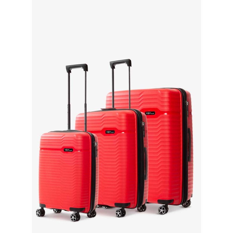 Set of 3 Suitcases V&V Travel Summer Brave 8018 - 3 Piece Set - Red
