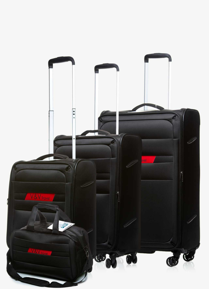 Set of 3 Suitcases and Bag V&V Travel Volunteer 8022 - 4 Piece Set - Blue