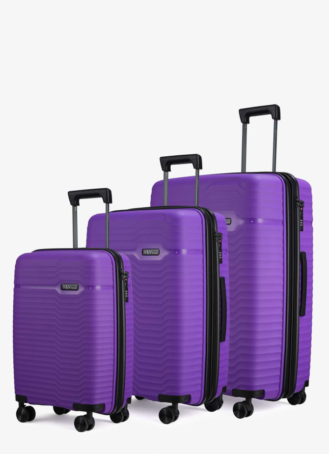 Set of 3 Suitcases V&V Travel Summer Brave 8018 - 3 Piece Set - Purple