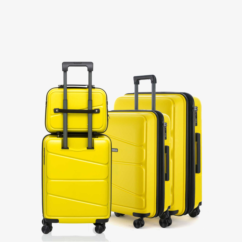 Set of 3 Suitcases and beauty case V&V Travel Peace 8011 - Yellow