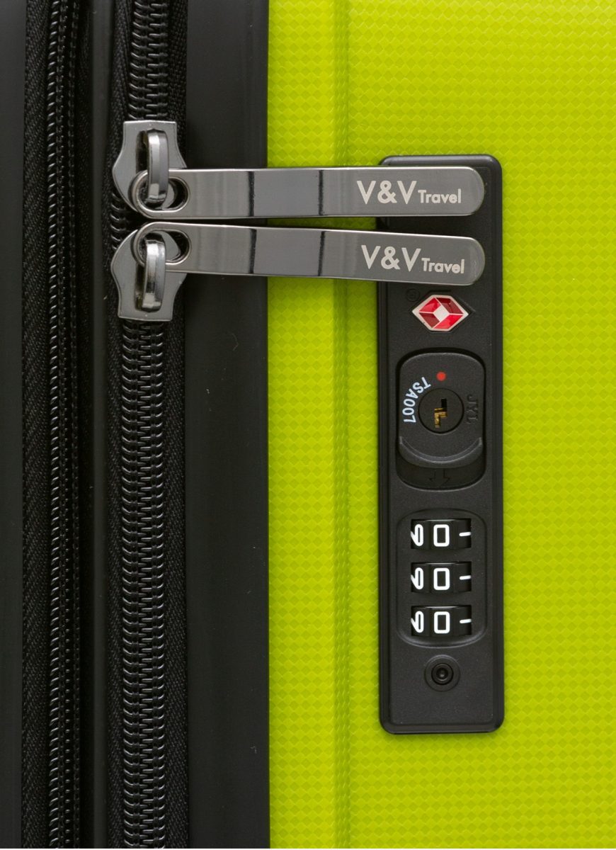 Set of 3 Suitcases and beauty case V&V Travel Peace 8011 - olive