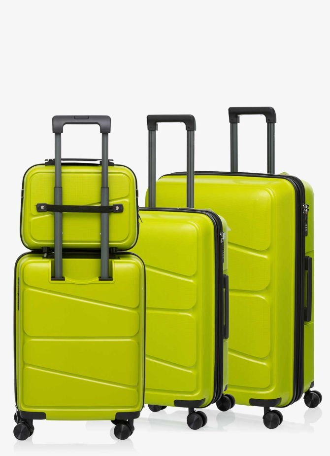 Set of 3 Suitcases and beauty case V&V Travel Peace 8011 - olive