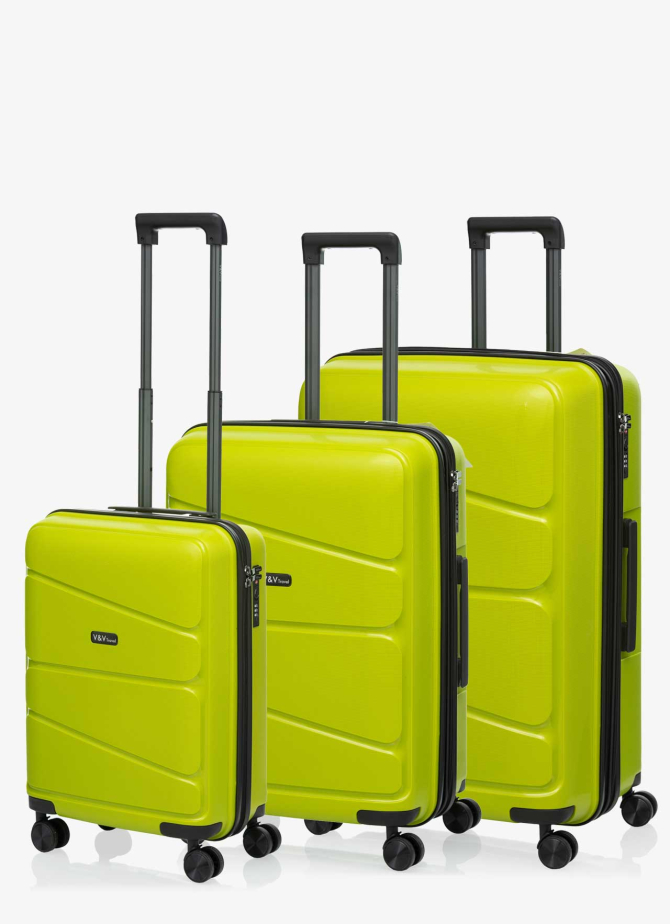 Set of 3 Suitcases V&V Travel Peace 8011 - 3 Piece Set - Olive