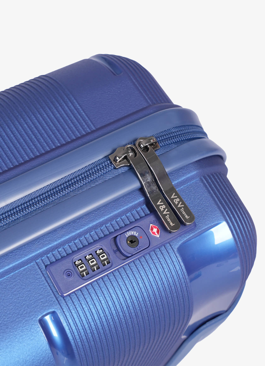 Suitcase V&V Travel Metallo 8023-55 Blue