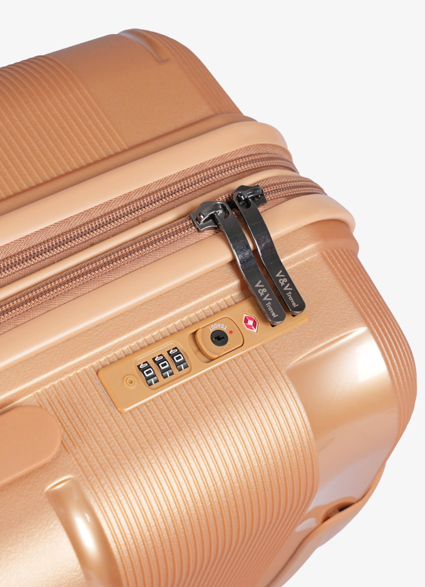 Set of 3 Suitcases V&V Travel Metallo 8023 - 3 Piece Set - Gold
