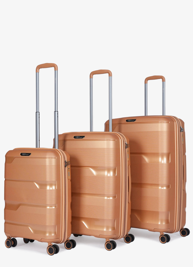 Set of 3 Suitcases V&V Travel Metallo 8023 - 3 Piece Set - Gold