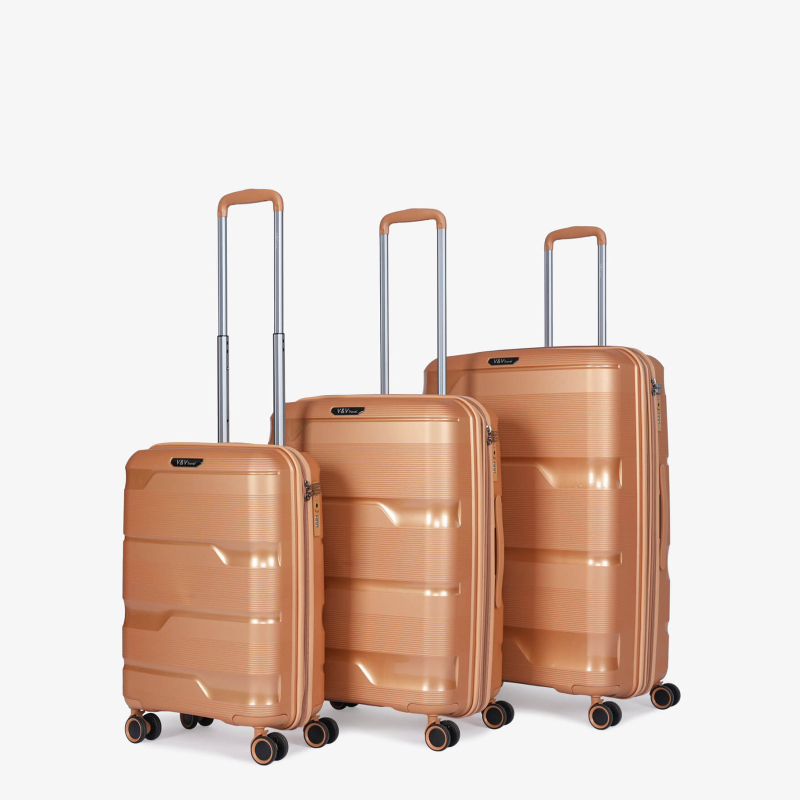 Set of 3 Suitcases V&V Travel Metallo 8023 - 3 Piece Set - Gold