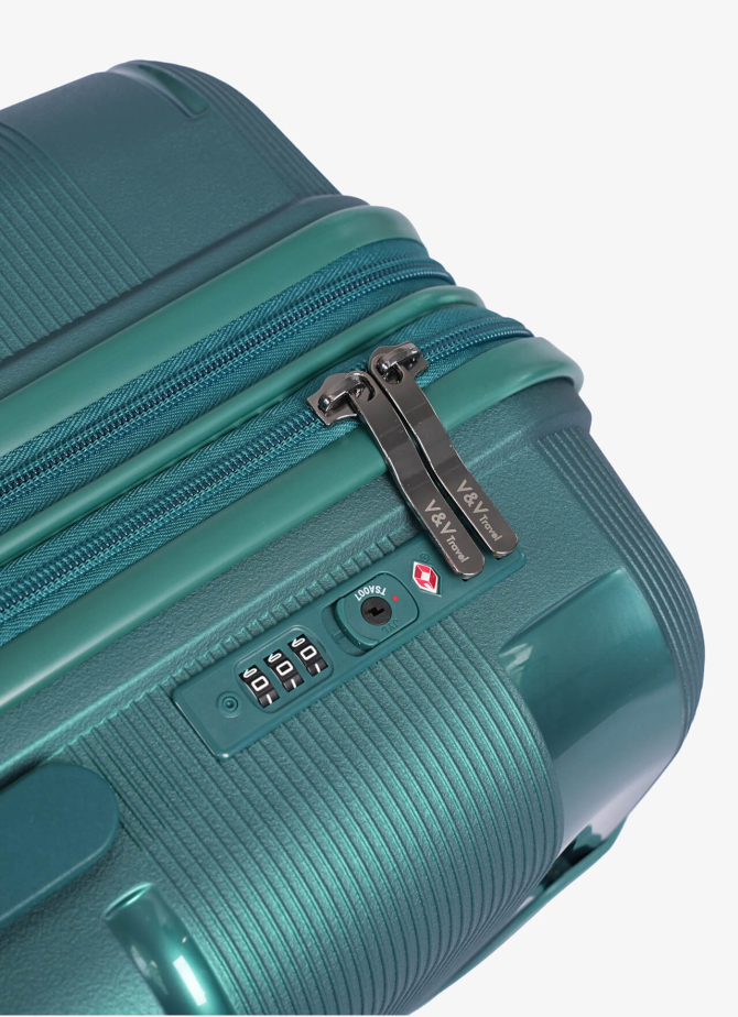 Set of 3 Suitcases V&V Travel Metallo 8023 - 3 Piece Set - Green
